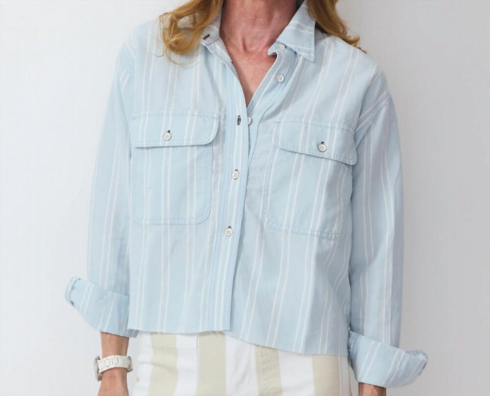 NEW ASKK NY crosby stripe top in blue